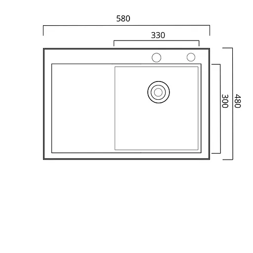 Кухонная мойка нержавейка 58x48 R Platinum Handmade (два отверстия, круглый сифон 3,0/0,8), Нержавеющая сталь - фото 2