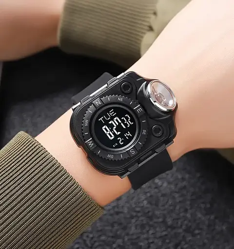 Наручний годинник з ліхтариком Skmei 2187 Black Black, 2187BKBK (18443) - фото 8