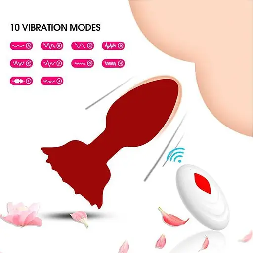 Силіконова анальна пробка 'Rose' 10 см Чорна K0925-1 - фото 3