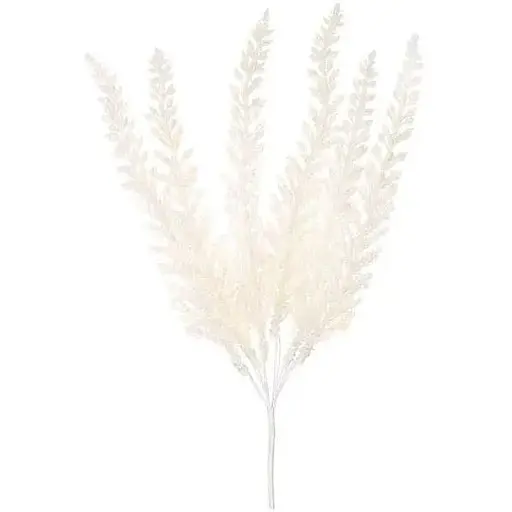 Искусственная ветка папоротника 29 см Флористический материал для декора с глитером Белый - фото 1