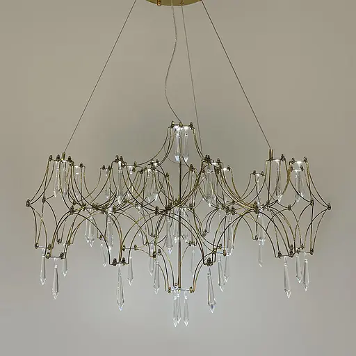 Дизайнерська невагома золота люстра із кришталем Ø 70 см | Арт. MJ203-730 Titanium | Line F - фото 3