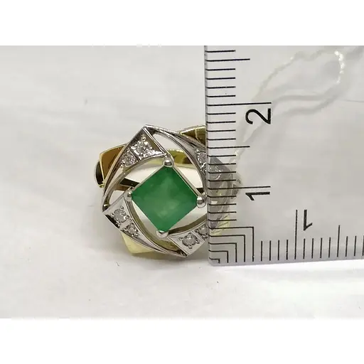 Золотое кольцо Агни Ирида с бриллиантами и изумрудом. Артикул 11359 17 - фото 4