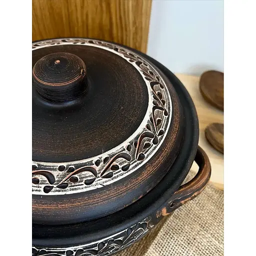 Шашличниця 3.5 л керамічна (глиняна) різьблена Ангоб - фото 4