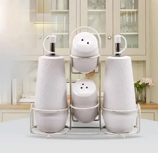 Керамічний набір для спецій та пляшечки для олії Maestro MR-20002-04S настільний набір баночок Білий - фото 2