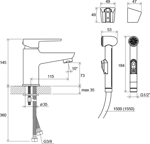 Змішувач з гігієнічною лійкою Ravak BM 011.00 X070076, Хром - фото 3