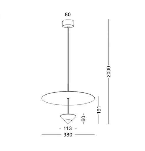 Светильник подвесной KLOODI DECO PE-LUNA380 10W+3W 3K BK - фото 2