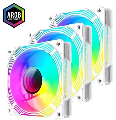Вентилятор GameMax 120mm*3 KIT ARGB fan (функция ре версу) KF300R WH (KF300R WH) - фото 1