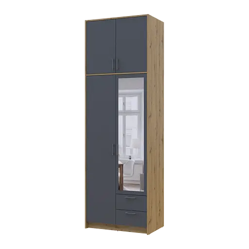 Антресоль висока Doros Ронді Дуб Артізан/Графіт 2 ДСП 82х52х65 (41516180) - фото 7