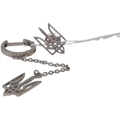 Серебряные ассиметричные серьги Ирий Трезубец. 40024.1