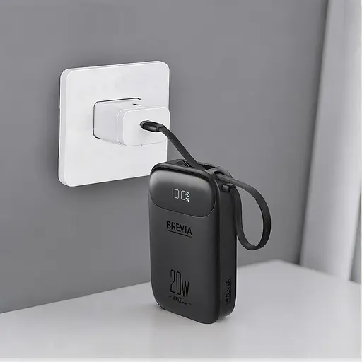 Повербанк (Power Bank) Brevia ePower 10000mAh PD20W CompactMini LCD чорний + кабель(45420CMB) - фото 7