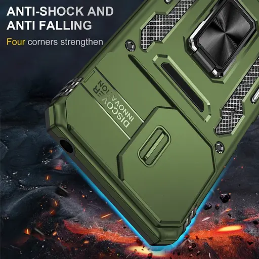 Ударостійкий чохол Epik Camshield Army Ring для Xiaomi Poco X6 / Note 13 Pro 5G Оливковий / Army Green - фото 2