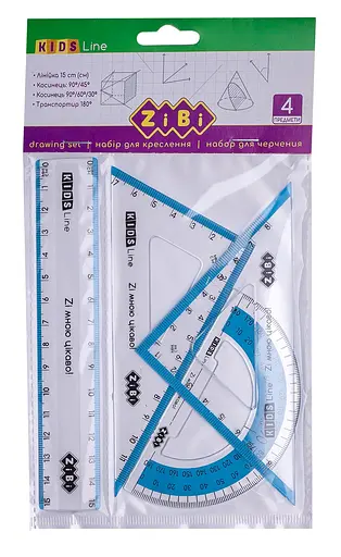 Комплект ZB.5687-14 линейка 15 см, 2 угольника, транспортир KIDS Line ZiBi (4823078948182) - фото 1