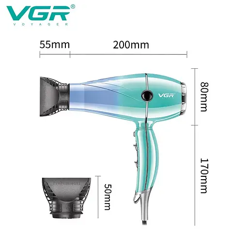 Мощный профессиональный фен VGR-452 2400W + 2 насадки - фото 10