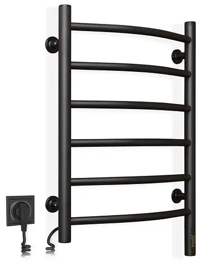 Електрична рушникосушка Navin Камелія 480x600 Sensor ліва з таймером, чорний муар 12-228053-3680, Чорний матовий, Ліве, Електронний - фото 1