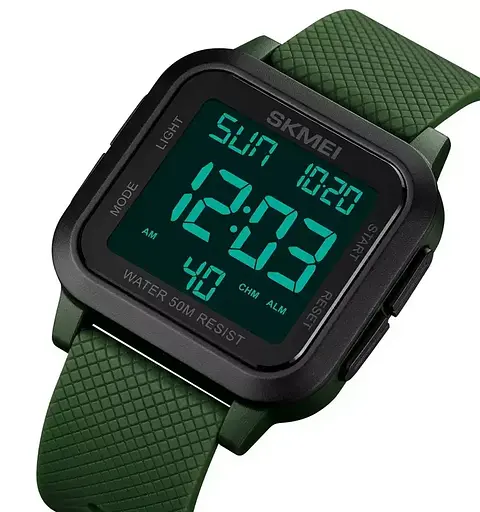 Чоловічий наручний годинник Skmei 1894 (Зелений з чорним циферблатом) - фото 4