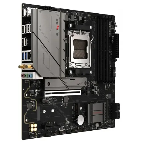 Материнская плата AM5 Sapphire PULSE B850M WIFI, B850, 4xDDR5, Int.Video (CPU), 4xSATA3, 2xM.2, 1xPCI-E 4.0 x16, 1xPCI-E 4.0 x4, ALC897, RTL8125BG, WiFi 6, Bluetooth 5.3, 4xUSB 3.2 / 10xUSB 2.0, HDMI/DP, MicroATX (52123-04-40G) - фото 3