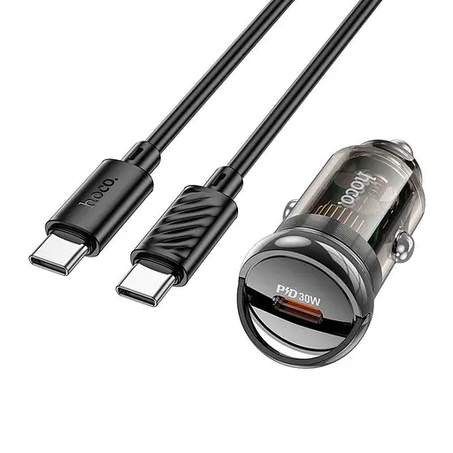 Адаптер автомобильный Hoco sight single Port Car charger Z53 (Type-C to Type-C) |1Type-c, PD/QC, 30W/3A| - фото 1