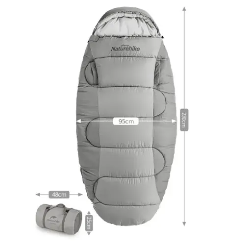 Спальный мешок овальный Naturehike PS200 NH20MSD03 правый серый - фото 2