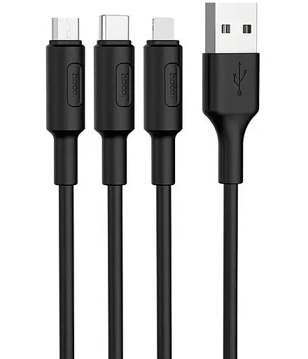 Кабель тройной 3-в-1 micro type-c lightning Hoco x2 5, 6957531080169 - фото 1