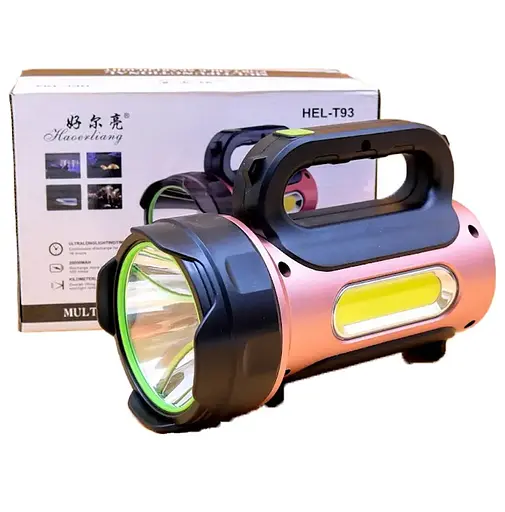 Ліхтар на сонячних батареях HEL-T93 (LM+COB білий та червоний) + Powerbank + microUSB (3+4 режими)