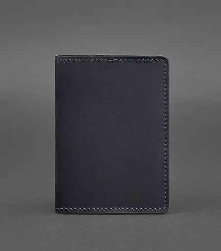 Кожаная обложка для паспорта и военного билета 1.3 синяя Crazy Horse - фото 1