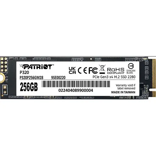 SSD диск Patriot P320 256GB M.2 2280 PCIe Gen 3.0 x4 NVMe TLC (P320P256GM28)