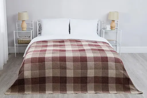 Покривало бавовняне Vladi 140х200 бежево-бордове - фото 1