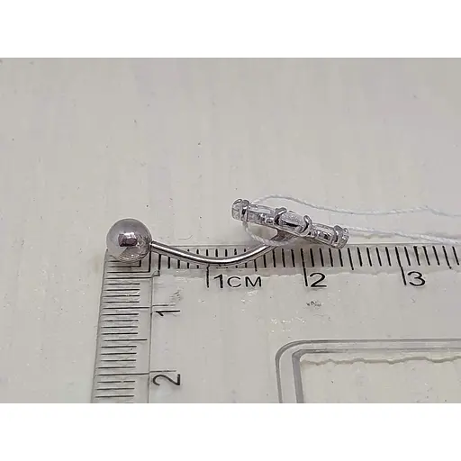 Срібна сережка для пірсингу пупка Ірій з фіанітами. 6005 - фото 4