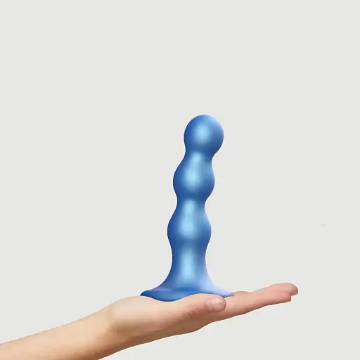 Насадка для страпону Strap-On-Me Dildo Plug Balls Blue Metallic M - фото 6