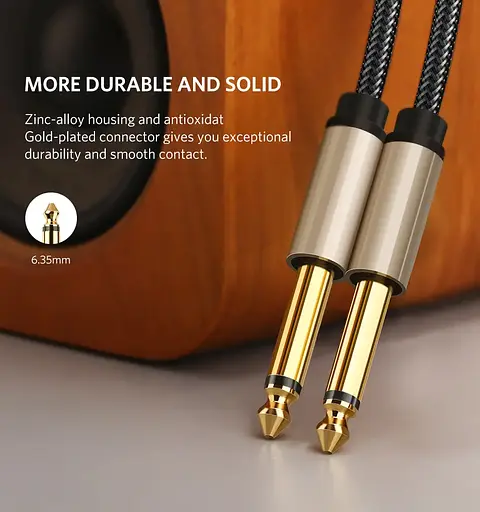 Аудіокабель UGREEN AV128 6.5mm Male to Male Audio Cable Gray 2m(UGR-10638) - фото 2