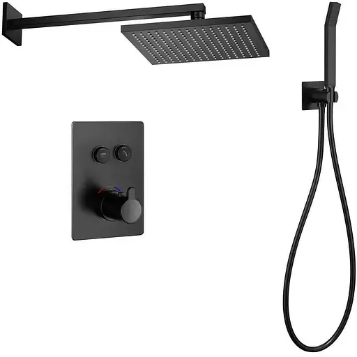 Душевая система скрытого монтажа Imprese Smart Click ZMK101901222, термостат с 2 функциями, Черный матовый - фото 1
