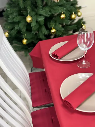 Водовідштовхувальна скатертина новорічна Бордовий однотон 180х120 см - фото 3