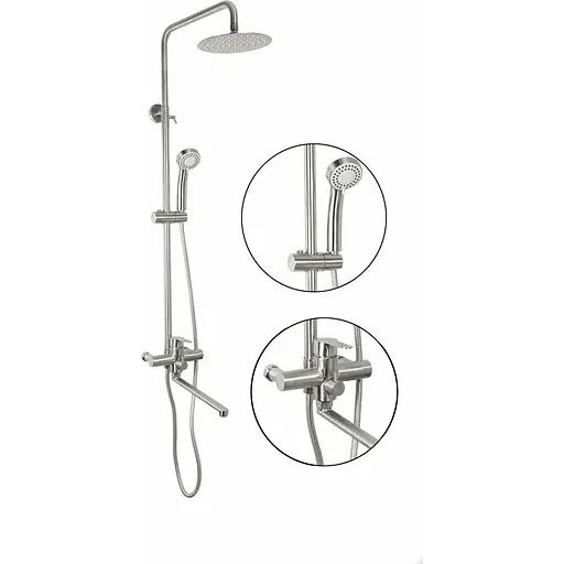 Душова система Germece з довгим виливом 30 см 72403-2 нержавіюча сталь, Нержавіюча сталь - фото 1