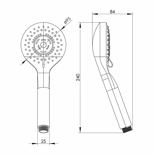 Ручний душ RJ 95 мм, 3 режими, блістер хром RJHS000-19CH, Хром - фото 2