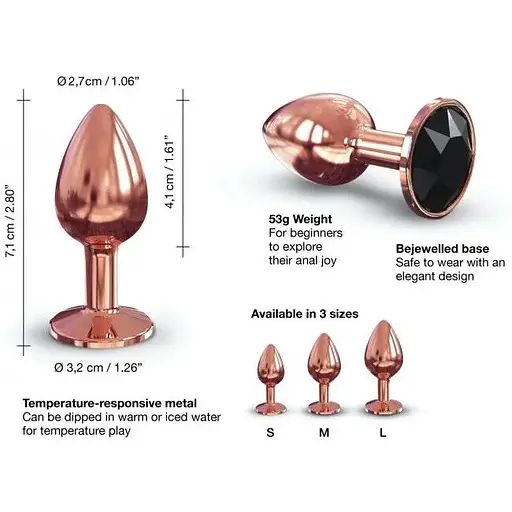Металева анальна пробка Dorcel - Diamond Plug Rose Gold із прикрасою у вигляді кристалу S - фото 3