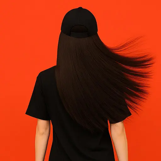 Перука кепка з волоссям 50 см Брюнетка - фото 2