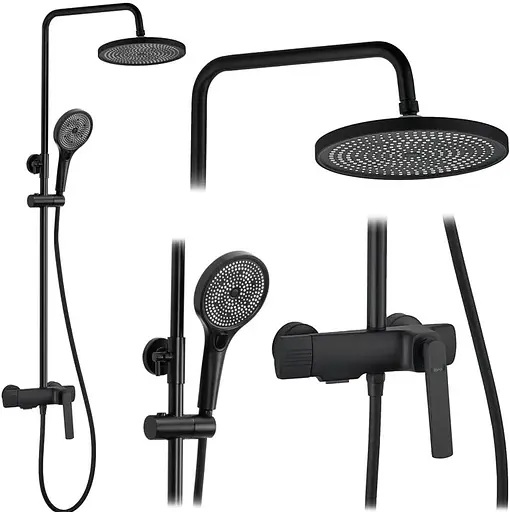 Душова система Rea Rebel black з виливом REA-P2416, Чорний матовий - фото 6