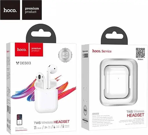 Навушники Hoco DES03 Air wireless headset TWS White - фото 4