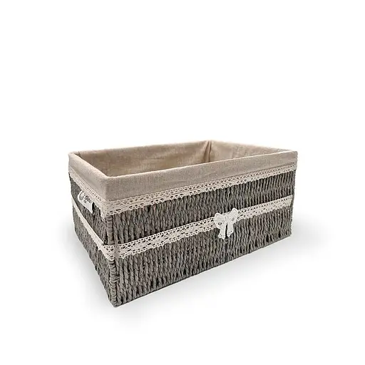 Кошик стелажний Handy Home Бантик, з текстильним вкладишем, 36х27х17 см, сірий (EW-90 L) - фото 4