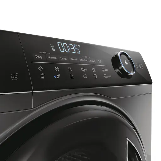 Стирально-сушильная машина Haier фронтальная 8(5) кг 1400 A 46 см дисплей пара инвертор люк черный прямой привод серебристый - фото 6