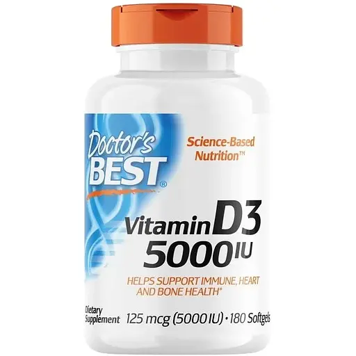 Вітаміни та мінерали Doctor's Best Vitamin D3 5000 IU, 360 капсул