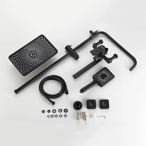 Душевая система Frap F2471-6, излив - переключатель на лейку, 3-функции, Черный матовый - фото 5