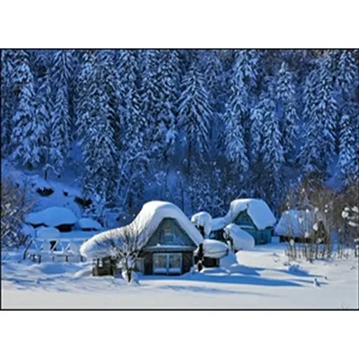 Алмазна мозаїка 40*50 см зі стразами на підрамнику повна викладка Зима у горах - фото 1