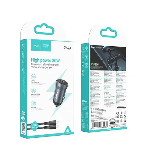 Автомобільний зарядний пристрій Hoco Z62A Energy single port PD30W car charger Темно-сірий - фото 2