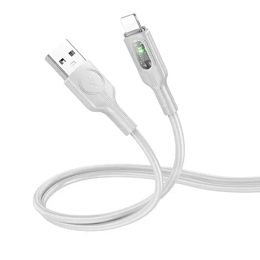 Кабель Hoco U120 с индикатором USB to Lightning 1.2 м grey - фото 1