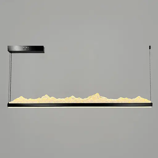 Видовжена люстра з підвісним корпусом у вигляді таючих гір з патиною 120 см | Line F | Арт. MJ374-L1200 BK - фото 8