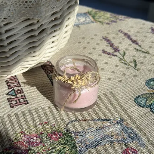 Пасхальная свеча розовая в баночке маленькая MIS LT - фото 1