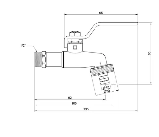 Кран кульовий для поливу Thermo Alliance Standart 1/2" З ручка-важіль SD140W15 - фото 4