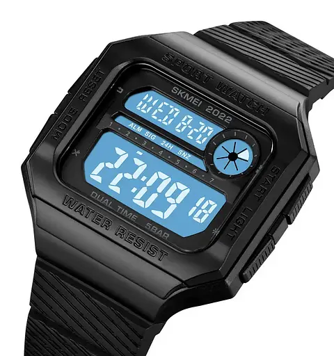 Годинник чоловічий спортивний наручний Skmei 2022 (Чорний з білим циферблатом) - фото 3