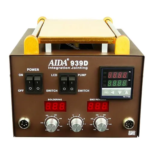 Паяльная станция Aida 939D со встроенным вакуумным сепаратором 9" (20 x 11 см), фен, паяльник, третья рука - фото 2